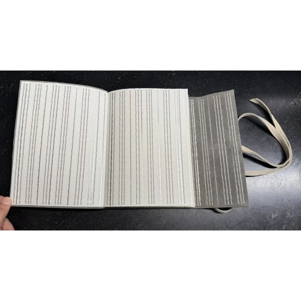 Anthropologie Suede Leather Wrap Journal Silver Foil Blank Deckle Pages 8.5